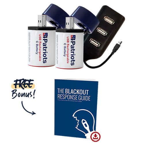 USB-Rechargeable C Battery Kit includes free bonus gift: The blackout response digital guide