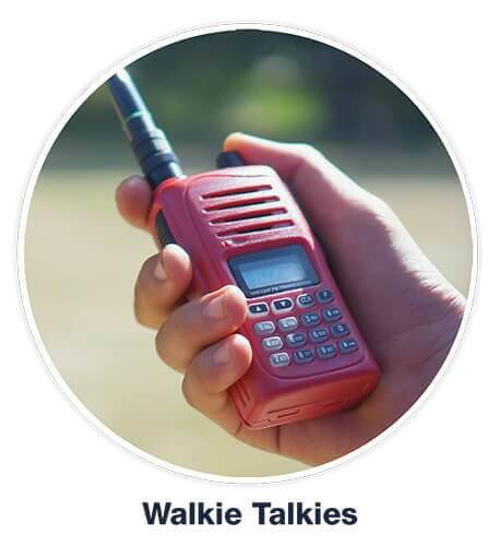 Hand holding a walkie talkie