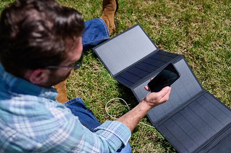 40-Watt Solar panel is included and folds right up!