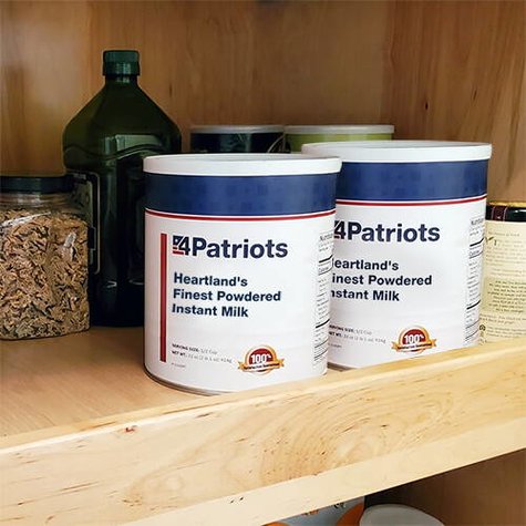 4Patriots Heartland's Finest Powdered Instant Milk - #10 Can in pantry.