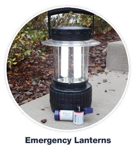 4Patriots 4Patriots USB-Rechargeable Battery Gold Variety Pack in front of an emergency lantern