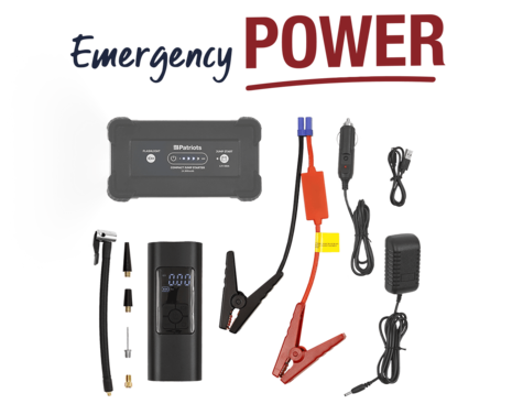 Emergency power products included in the Patriot Power All-in-1 Emergency Car Kit
