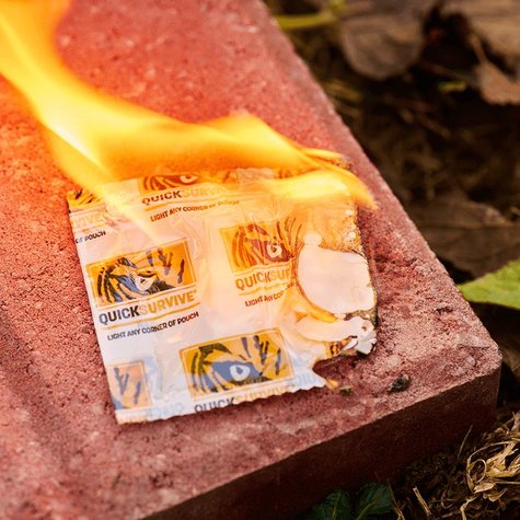 4Patriots FlashFlame Weatherproof Fire-Starter pouch set on fire outside