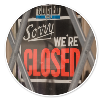 Sorry we're closed sign