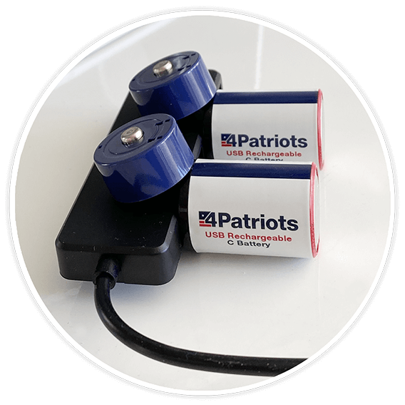 4Patriots USB-Rechargeable Battery Platinum Variety Pack batteries being recharged