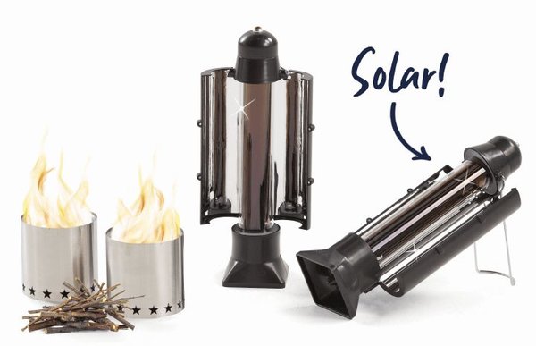 Two Sun Kettle Solar Water Heaters, and two StarFire Camp Stoves.
