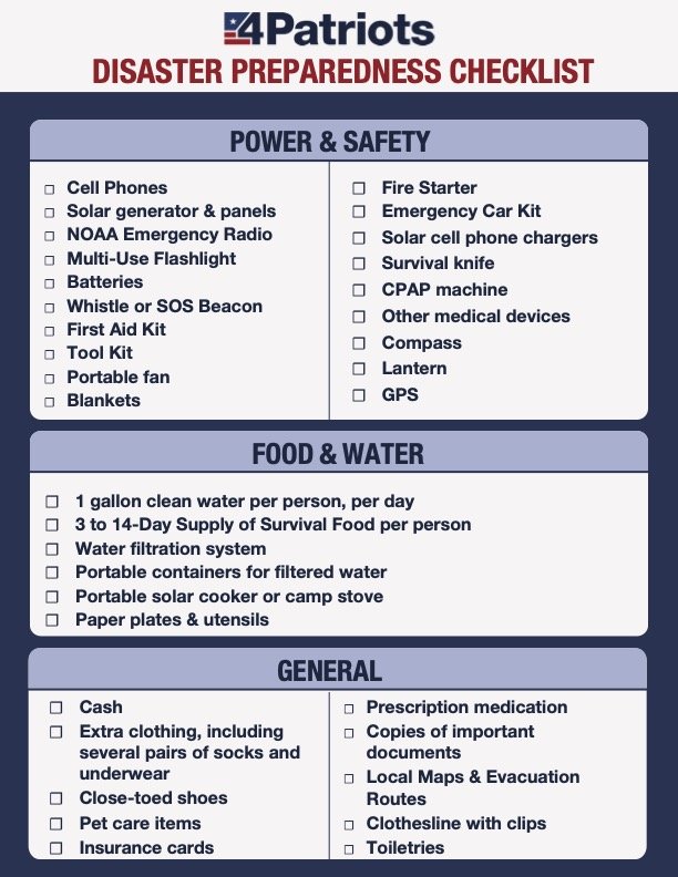 printable emergency checklist