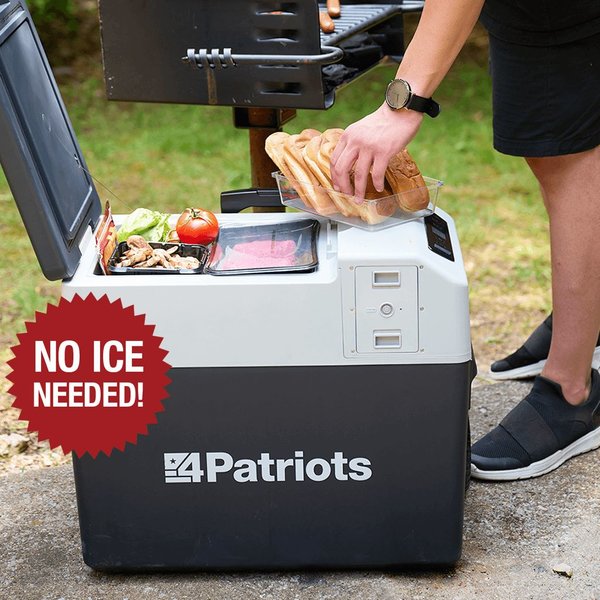 4Patriots Solar Go-Fridge being filled with food. No ice needed.