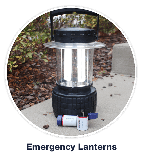 4Patriots 4Patriots USB-Rechargeable Battery Basic Variety Pack in front of an emergency lantern