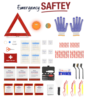 Emergency safety products included in the Patriot Power All-in-1 Emergency Car Kit