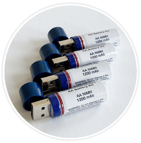 4Patriots USB-Rechargeable Battery Basic Variety Pack charging in a car