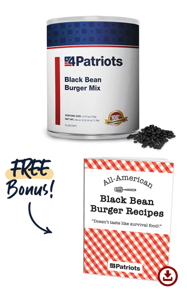 4Patriots Black bean burger mix #10 can and free digital PDF