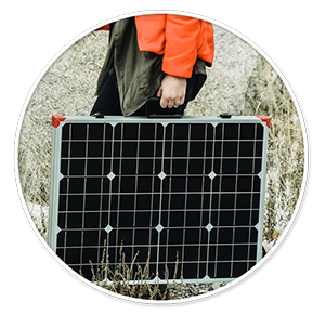 100-watt solar panel folded up being carried