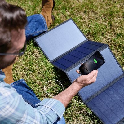40-Watt Solar panel is included and folds right up!