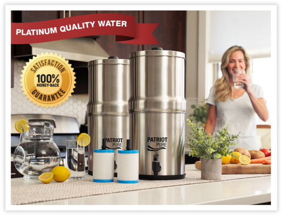 Patriot Pure Ultimate Water Filtration System on the counter in the kitchen