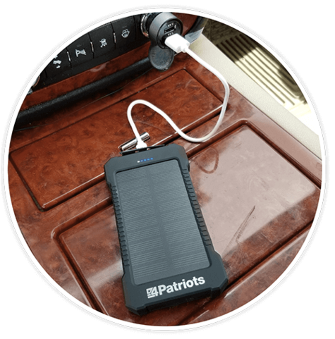 Patriot Power Cell® plugged into car USB port