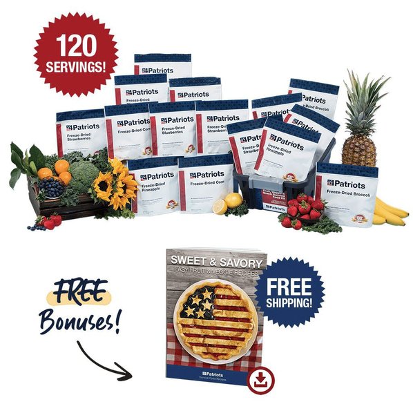 4Patriots Fruit, Veggie & Snack Survival Food Kit with free bonuses and free shipping.