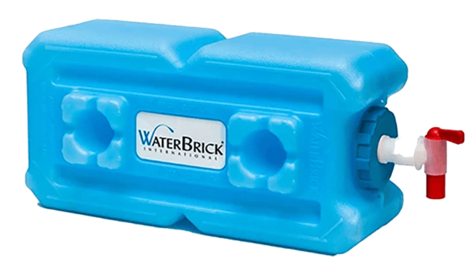 One Water brick storage container with spigot