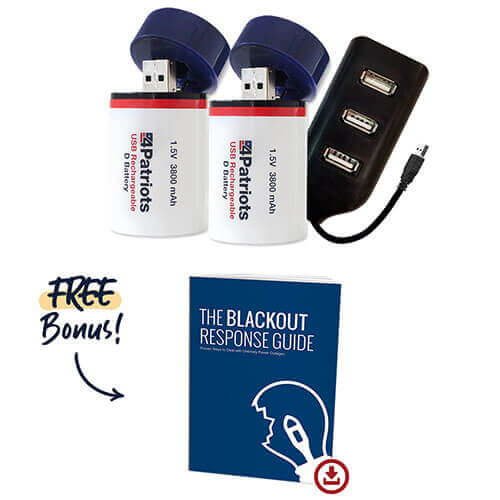 4Patriots USB-Rechargeable D Battery Kit includes free bonus gift: The blackout response digital guide