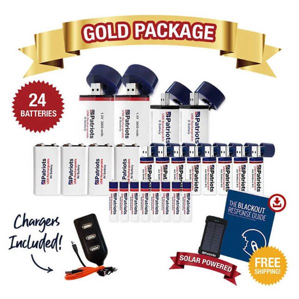 Free bonus gifts with your 4Patriots USB-Rechargeable Battery Gold Variety Pack: Patriot Power Cell and Blackout Response Guide