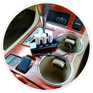 4Patriots USB-Rechargeable Battery Gold Variety Pack charging in a car