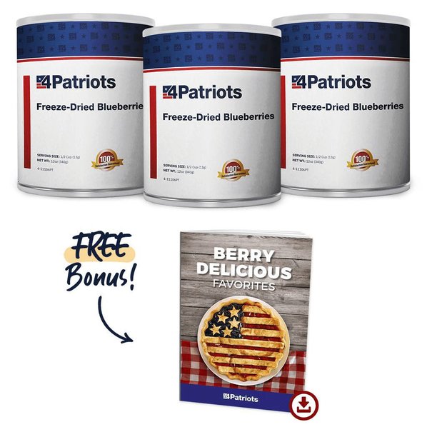 4Patriots Freeze-Dried Blueberries #10 Can 3-Pack with free bonuses.