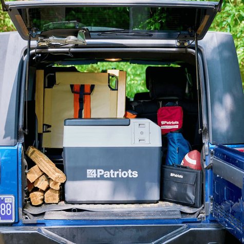 4Patriots Solar Go-Fridge sitting in a trunk