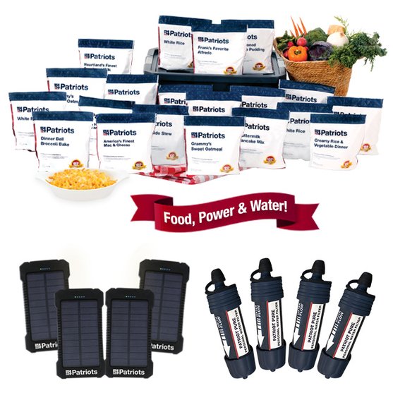 4Patriots Family Survival Essentials Bundle - 4-Week Kit, Patriot Power Cells, Patriot Pure Personal Water Filters