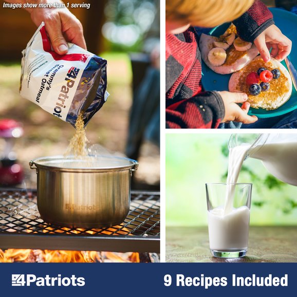 Emergency Starter Food Kit Recipes featuring Grammy's Sweet Oatmeal, Milk, and Buttermilk Pancakes