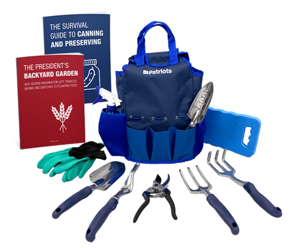 4Patriots gardening tool and storage set includes free bonus gifts: Canning and preserving digital guide, and backyard garden digital guide