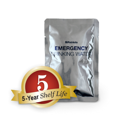 4Patriots Emergency Drinking Water pouch has a 5-Year Shelf life