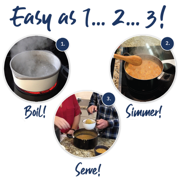 Easy as 1...2...3... Boil, Simmer Serve