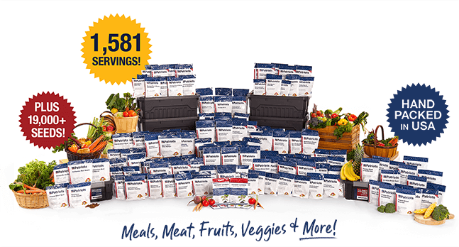 Two 3-Month Survival Food Kits, Freeze-Dried Chicken & Beef and More… 1,581 Servings and Hand Packed in USA.