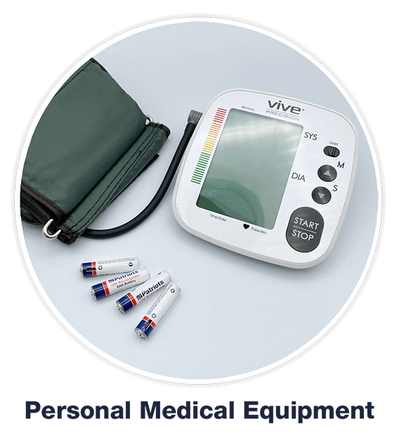4Patriots USB-Rechargeable Battery Platinum Variety Pack in front of personal medical equipment