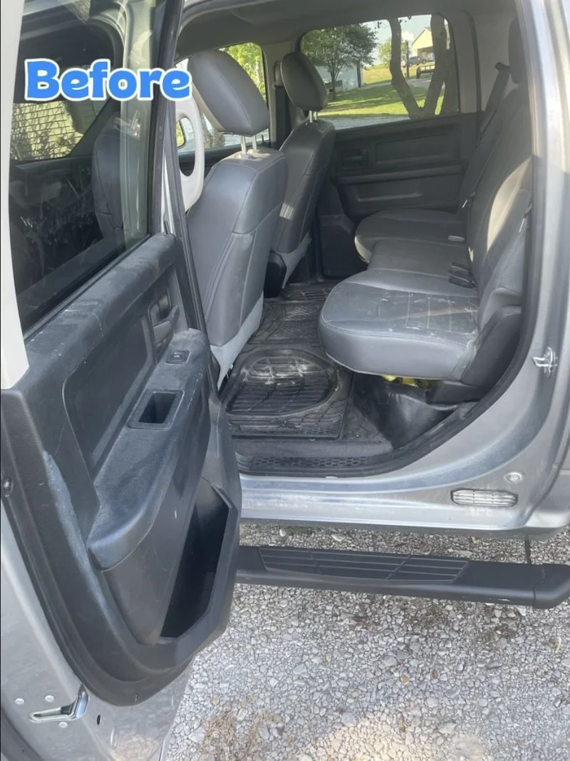Truck rear seating before interior detailing
