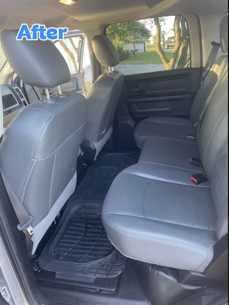 Truck rear seating after interior detailing