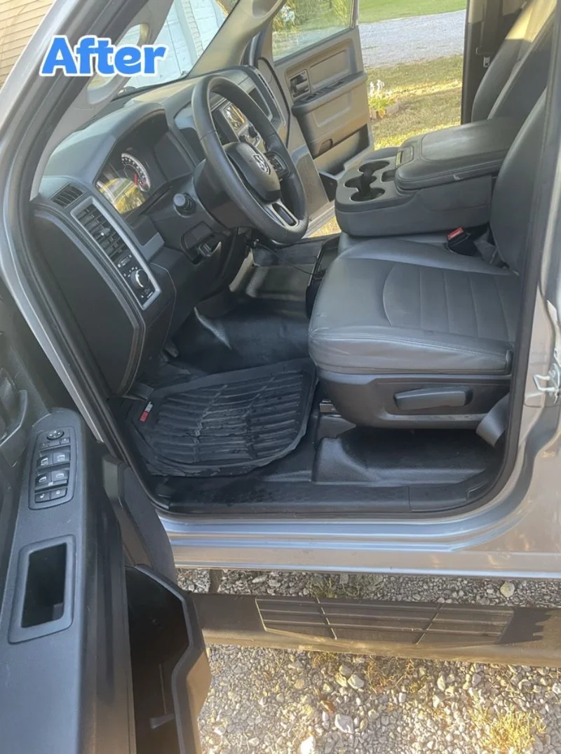 Truck driver area after interior detailing