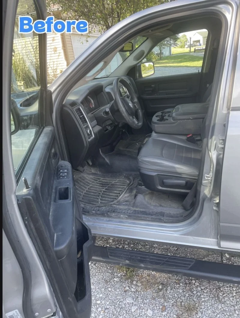 Truck driver area before interior detailing