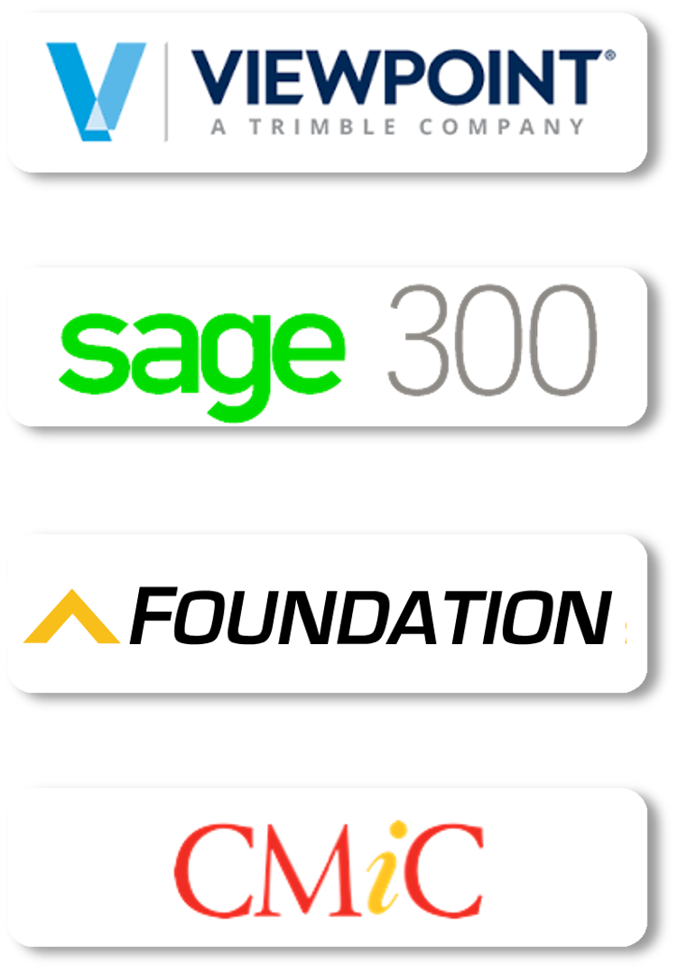 Viewpoint, Sage 300 and Foundation logos in a column.