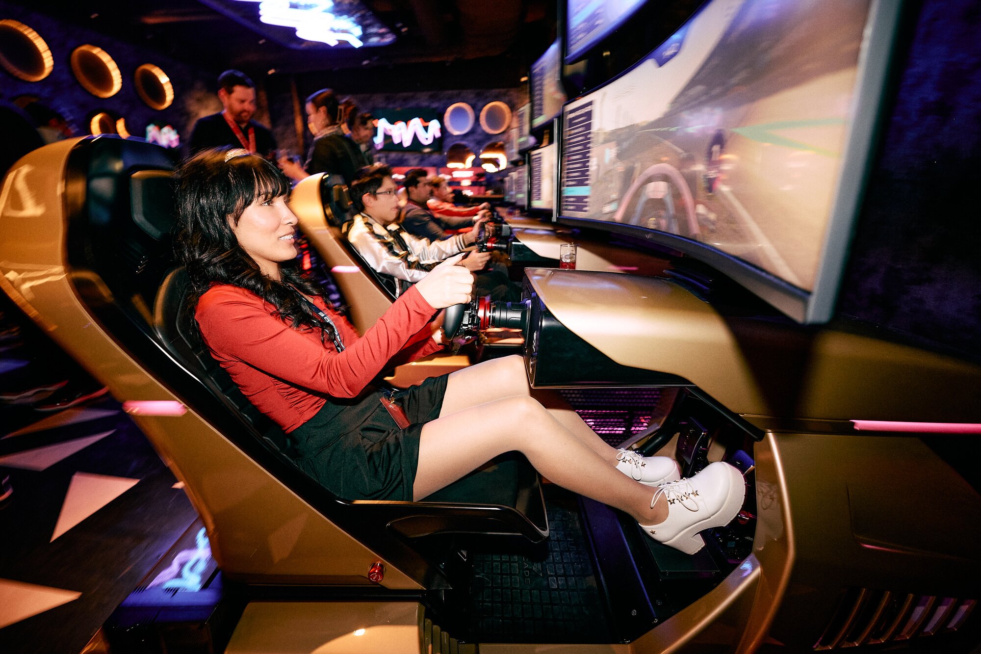 F1 Arcade Boston Racing Simulators with Bar and Dining area
