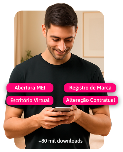 Abertura de MEI,Escritório virtual, Registro de marca e alteração cadastral, tudo no app.