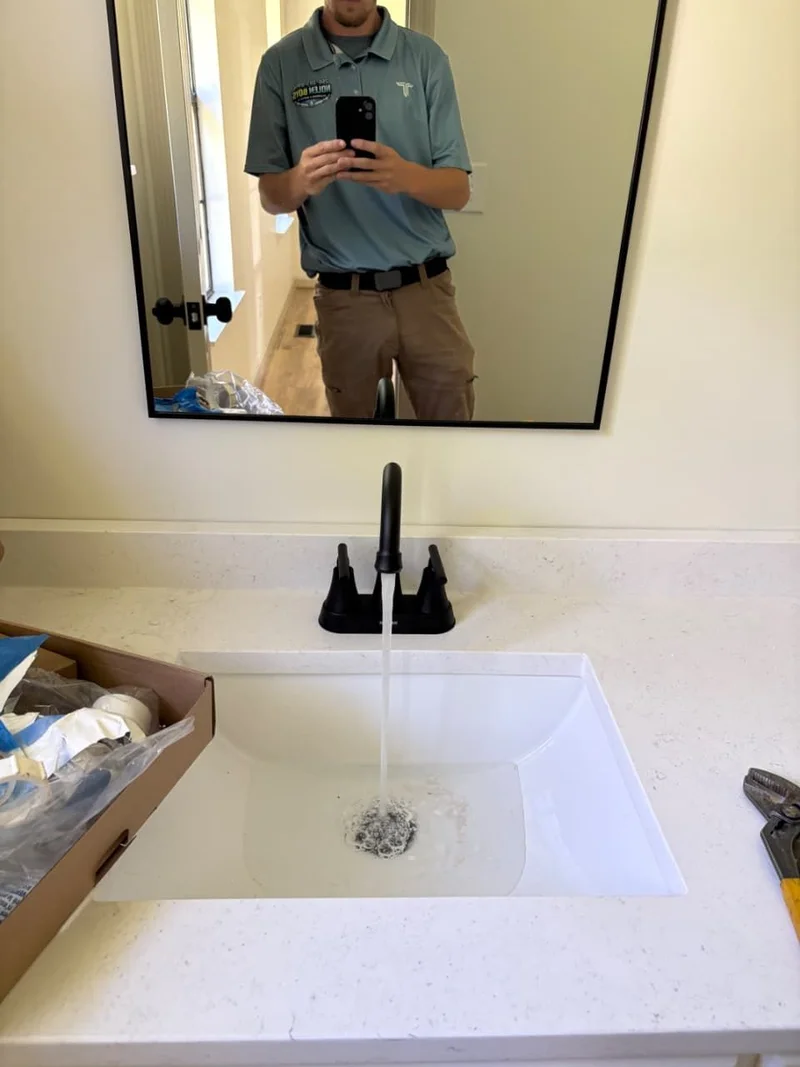 Bathroom sink and faucet setup