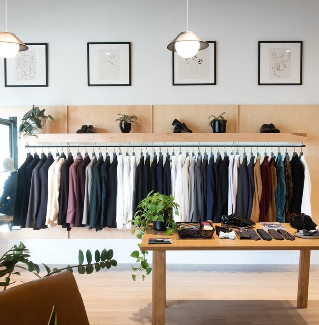 The Black Tux showroom, showcasing variety of jackets