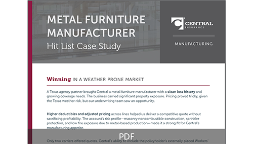 Screen shot of Metal Furniture Manufacturer Case Study