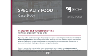 Screen shot of Specialty Food Case Study