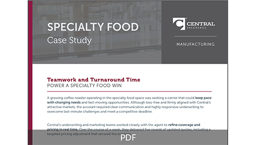 Screen shot of Specialty Food Case Study