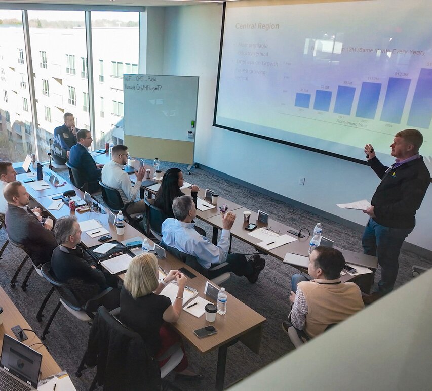 Central employee presenting at an agency council.