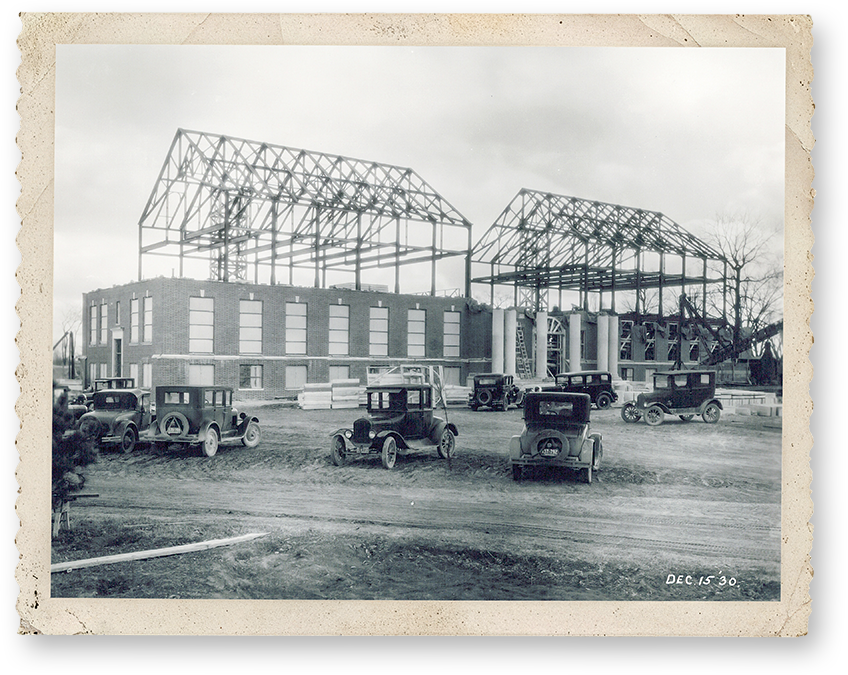 Central's home office building partially constructed in 1930.