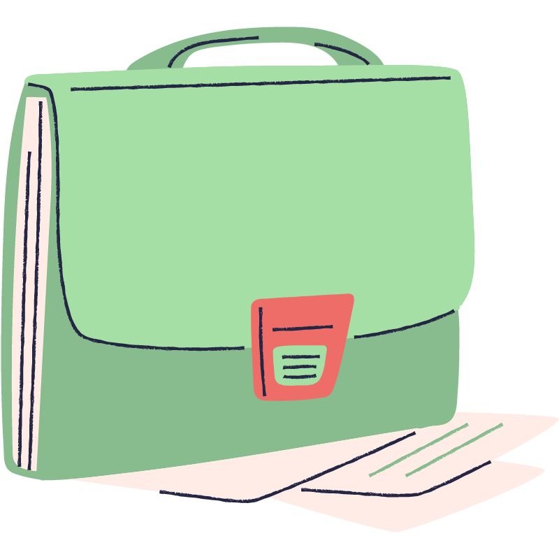 An illustration of a briefcase with some papers.