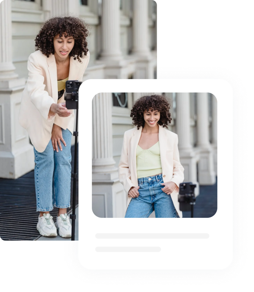 A girl taking pictures of herself